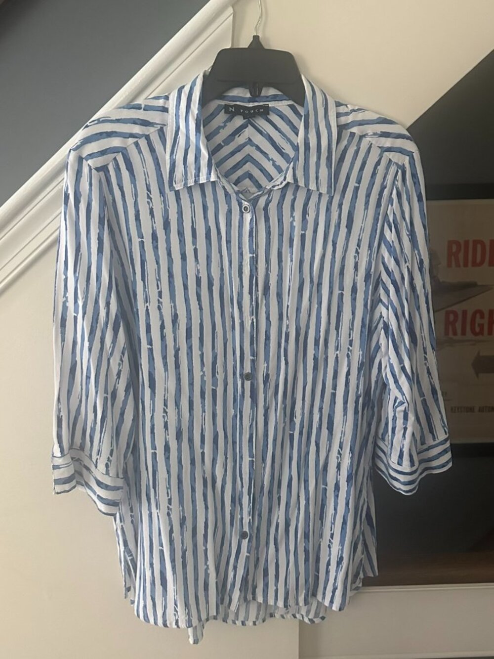 N Touch Striped Button-Up Top – Size L – Gently Used